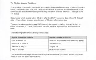DMV NV EXTENSION LETTER UPDATES NEW DATES